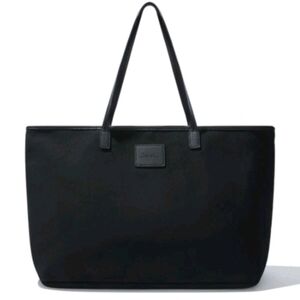 Cleobella XL Black Canvas Tote Zipper Closure Vegan Leather Strap